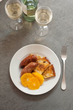 Fennel sausages with oranges and bread (Salsiccia al finocchietto arance e pane)