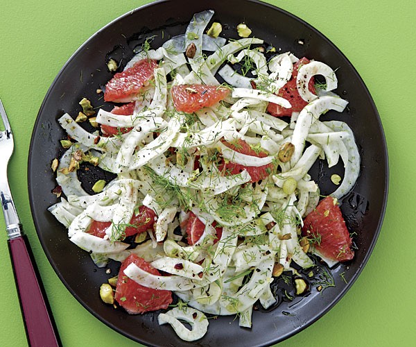 Fennel slaw with grapefruit, cracked pepper, and pistachios