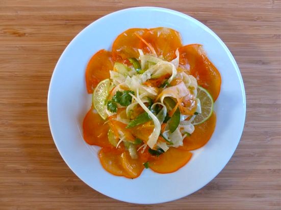 Fennel slaw with persimmons and lime vinaigrette