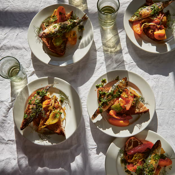 Fennel, tomato and sardine toasts