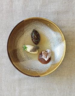 Fermented apples, quince, soft creme and chocolate