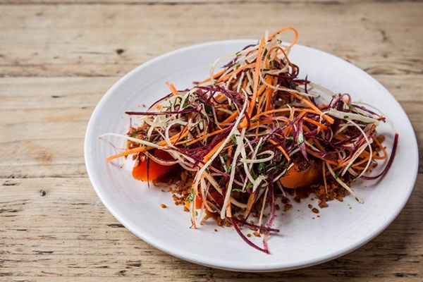 Fermented carrots with miso butter and roast peanuts