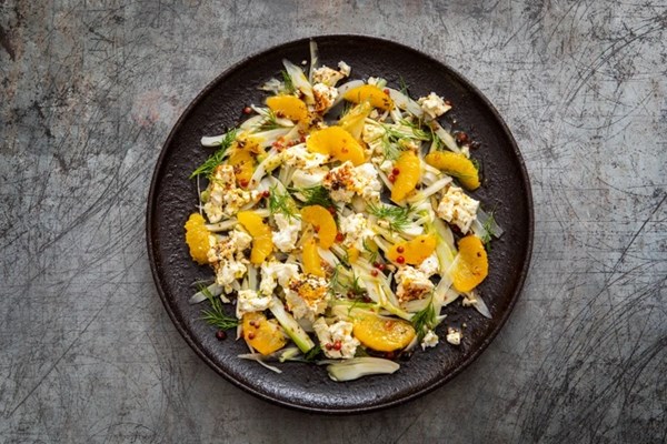 Fermented orange, fennel and marinated feta salad