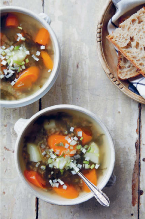 Fermented wild garlic & buckwheat soup