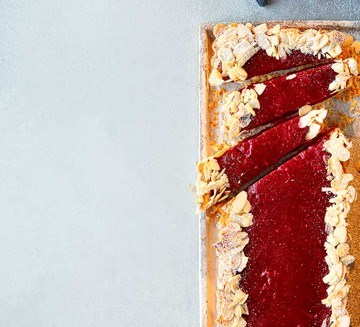 Festive cherry & raspberry tart