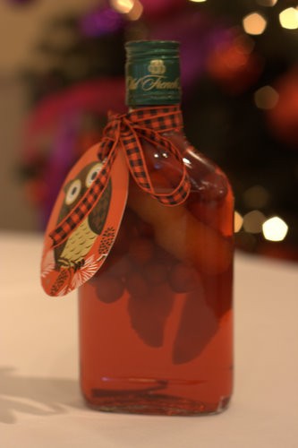 Festive cranberry and orange spiced vodka