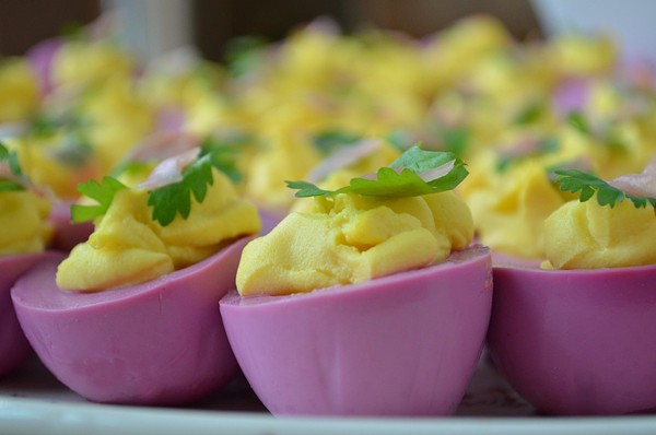 Festive deviled eggs