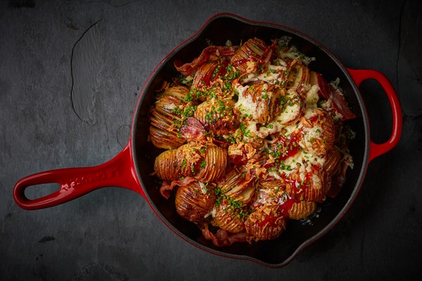 Festive loaded hasselback potatoes