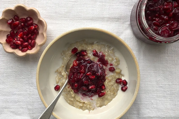 Festive red fruit compote