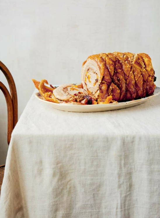 Festive roast porchetta