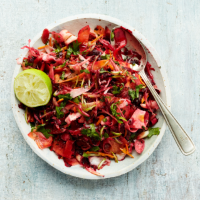 Festive slaw with quick lime and clementine pickle