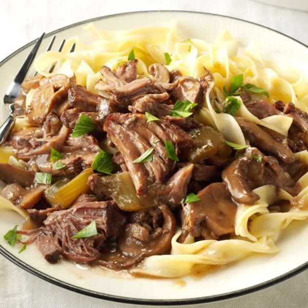 Festive slow-cooked beef tips