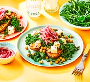 Feta & kale loaded sweet potatoes