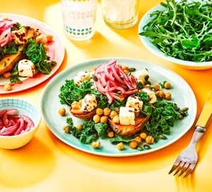Feta & kale loaded sweet potato