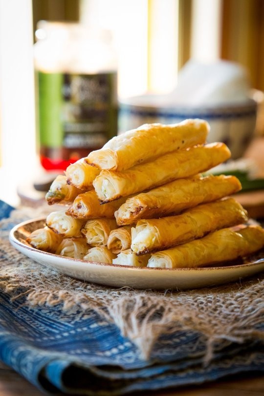 Feta & olive phyllo cigars