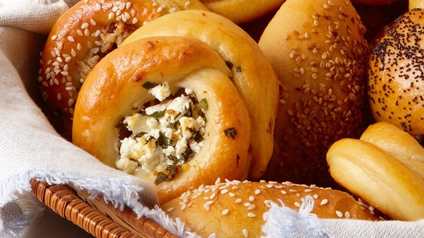 Feta and fresh parsley pogaca rolls