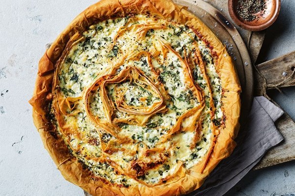 Feta and herb filo tart