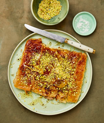Feta and kaymak katmer with lemon syrup
