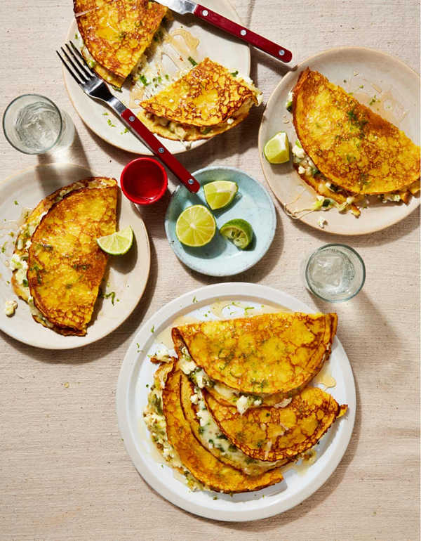 Feta and mozzarella cachapas