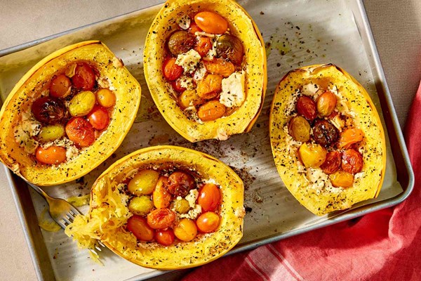 Feta and tomato-stuffed spaghetti squash