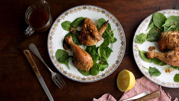 Feta-brined roast chicken