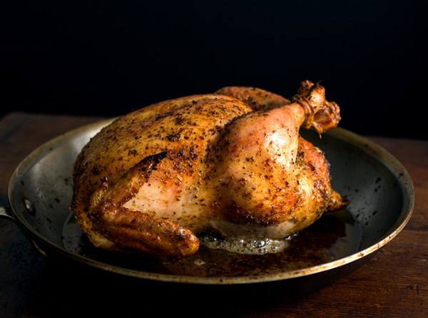 Feta-brined roast chicken