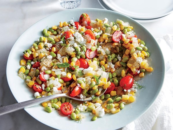 Feta-herb edamame succotash