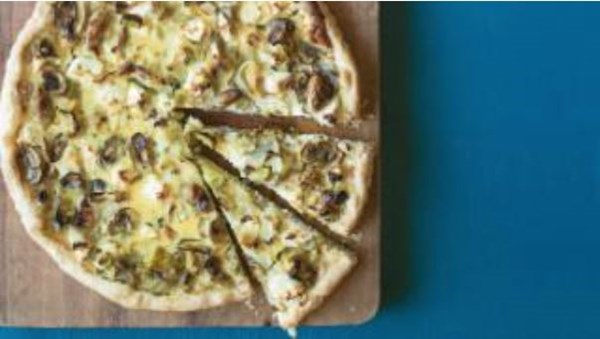 Feta, leek and mushroom tart