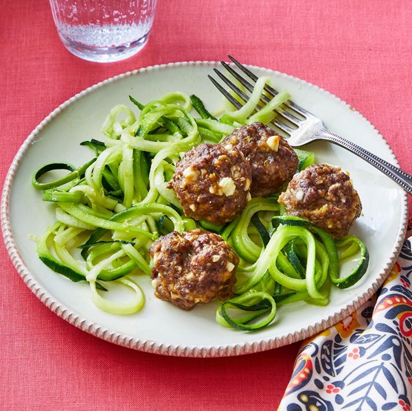 Feta meatballs with zucchini noodles