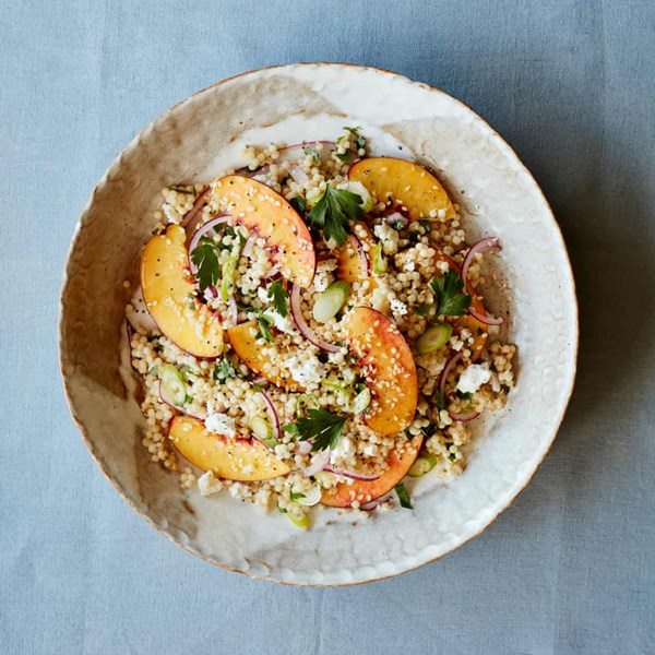 Feta, nectarines, red onion and couscous salad
