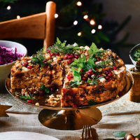 Feta, pistachio and pomegranate bake