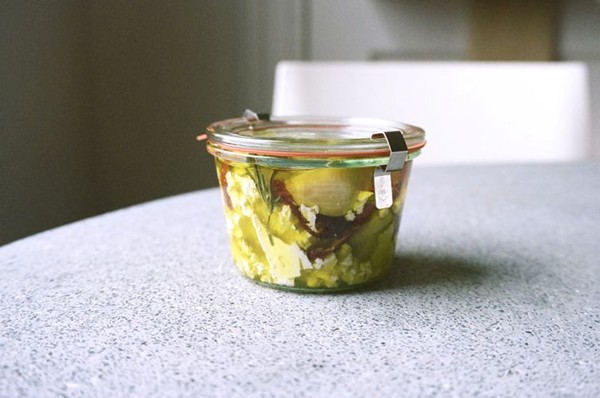 Feta preserved in olive oil