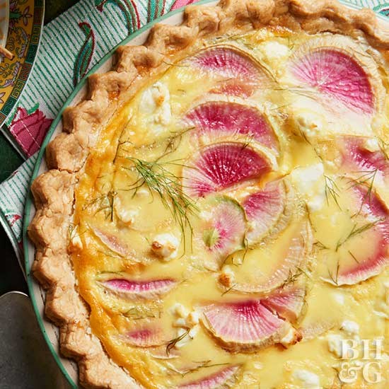 Feta-radish quiche