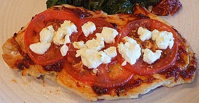 Feta-topped broiled chicken