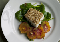 Feta with spinach and blood orange