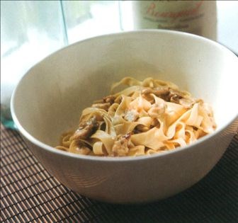Fettuccine or linguine with dried porcini mushroom sauce