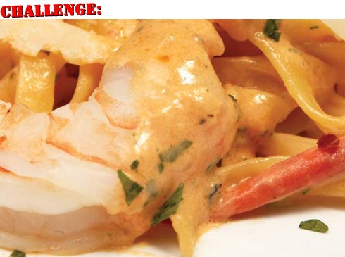 Fettuccine rose with shrimp
