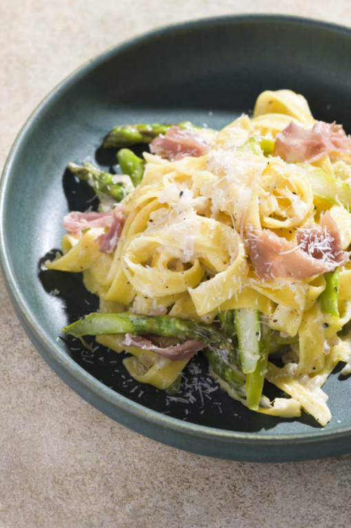 Fettuccine with asparagus and prosciutto