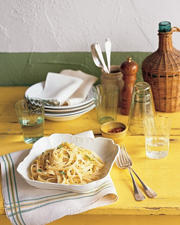 Fettuccine with lemon, mint, and Parmesan