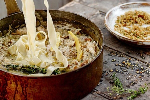 Fettuccine with rabbit ragu and pangrattato