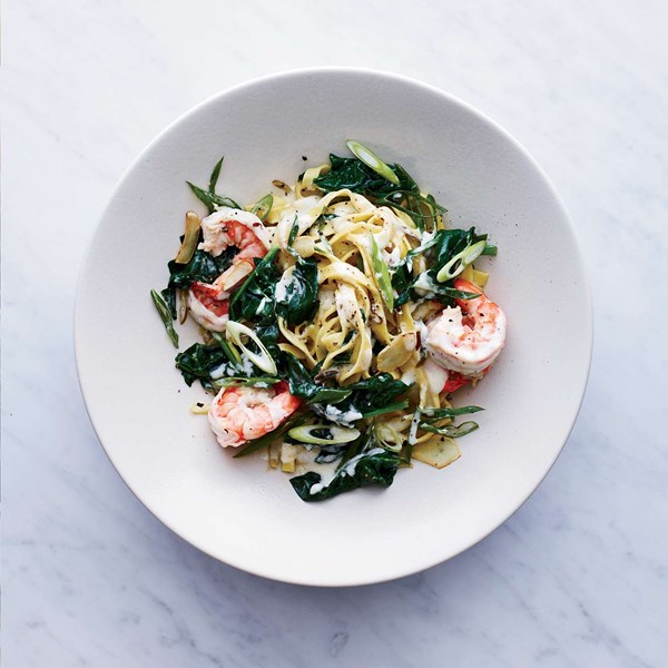 Fettuccine with shrimp