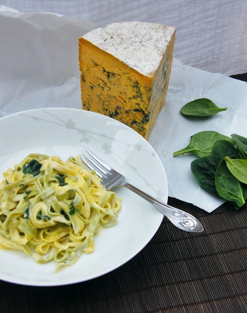 Fettucine with creamy blue Shropshire & spinach