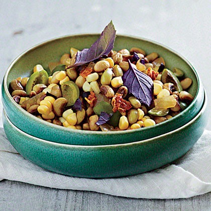 Field pea and purple basil succotash