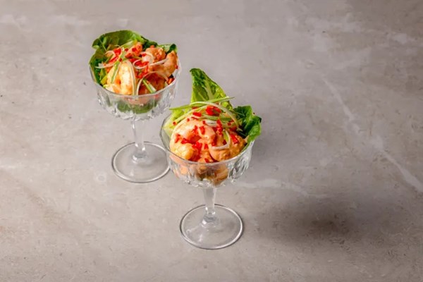 Fiery chilli pesto prawn cocktail