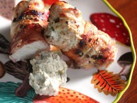 Fig-and Manchego-stuffed chicken breasts with Port wine pan sauce