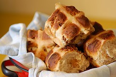 Fig and pecan hot cross buns