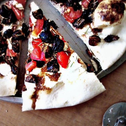 Fig and ricotta pizza with a maple-balsamic reduction