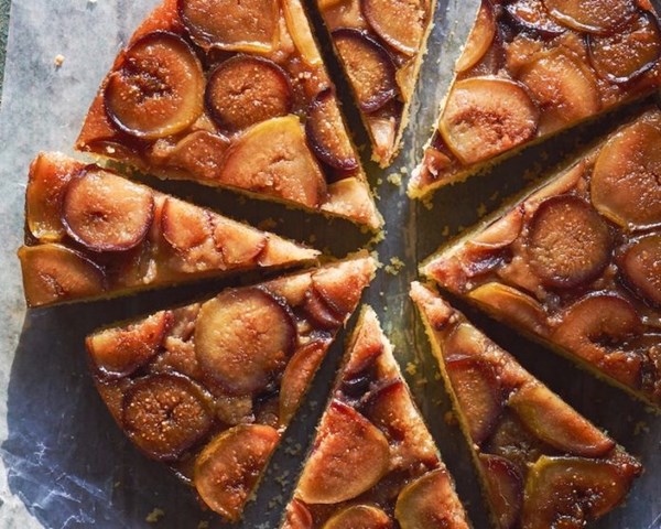 Fig and vanilla bean upside down cornmeal cake