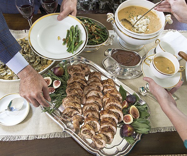 Fig-glazed pecan-stuffed pork tenderloin