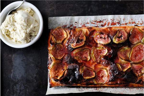 Fig tart with cinnamon ice cream [Tom Aikens]